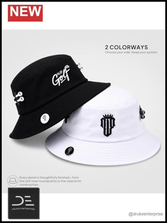 Reversible Bucket Hat with Magnetic Ball Marker & Tee Holder, UPF 50 Sun main image 4